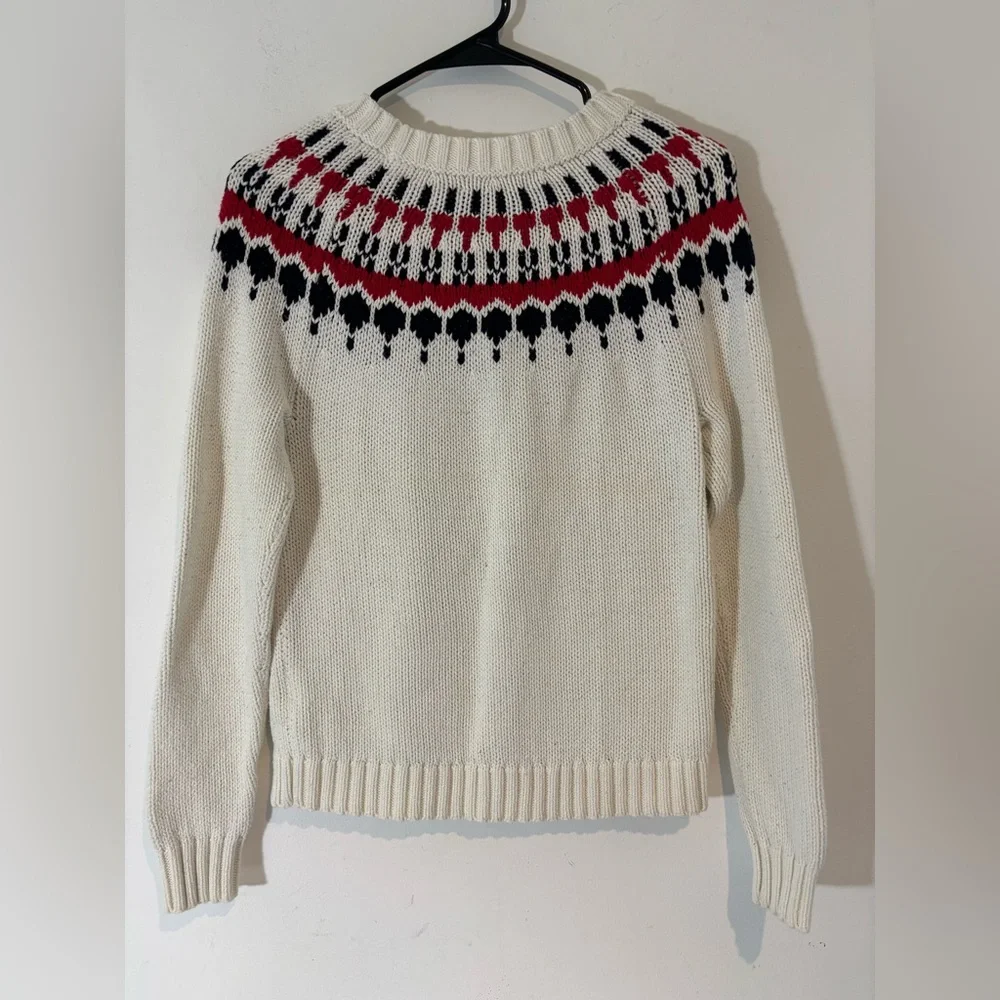 J. Crew Mercantile Small Knitted Long Sleeve Sweater Red Blue Casual 100% Cotton